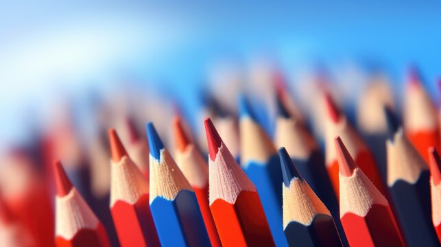 Row of colorful pencils on isolated background	