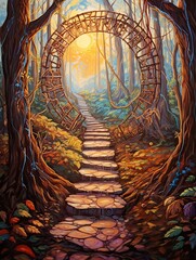 Native American Dreamcatchers Pathway Painting: Trail of Dream Guards