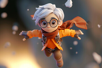 Flying game character background 3d stylish wallpaper illustration	