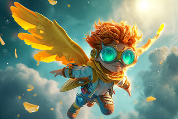 Flying game character background 3d stylish wallpaper illustration	