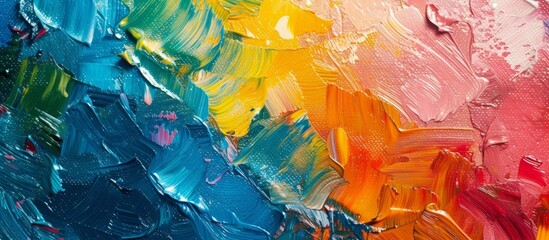 A vibrant painting on a palette captures a natural landscape with bold colors and intricate details, showcasing the beauty of the world through art