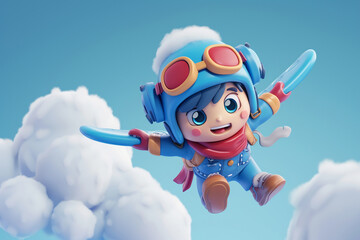 Flying game character background 3d stylish wallpaper illustration	