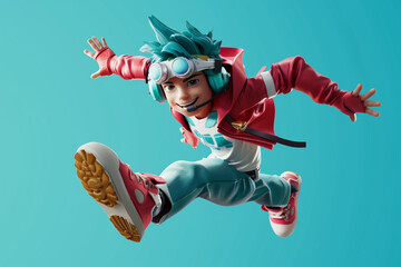 Flying game character background 3d stylish wallpaper illustration	