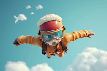 Flying game character background 3d stylish wallpaper illustration	