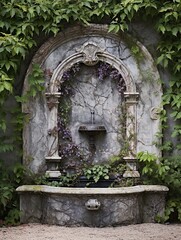 Renaissance Garden Fountains: Rustic Wall Decor and Classic Stone Feature