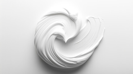 White swirl of paint on smooth white surface. Can be used as background or texture for design projects