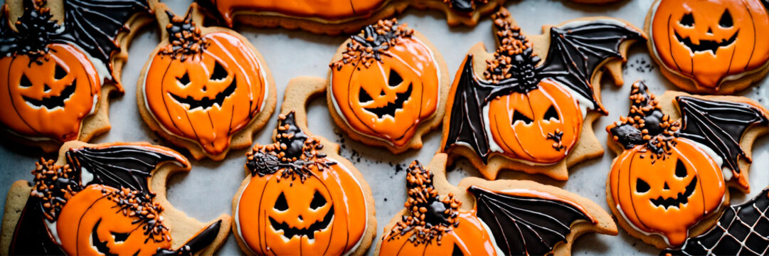 cookies on a plate for Halloween. Selective focus.
