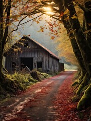 Rustic Barns in Fall Foliage: Preserved Beauty in Unanticipated Fall Rainforest Sceneries