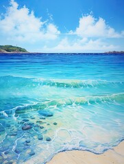 Vivid Blue Ocean: Acrylic Art of Turquoise Caribbean Shorelines
