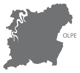 Olpe German city map grey illustration silhouette shape