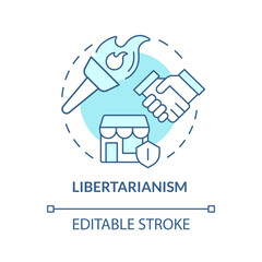 Libertarianism ideology soft blue concept icon. Individual freedom rights, autonomy. Economic prosperity, free market. Round shape line illustration. Abstract idea. Graphic design. Easy to use