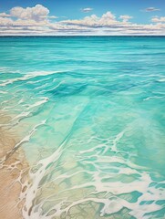 Turquoise Waves: Caribbean Shorelines, Nature Artwork in Sand