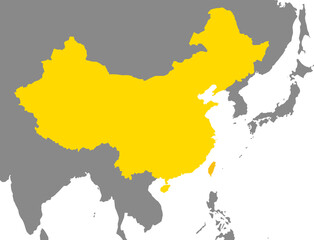 中国と台湾の地図、日本とユーラシア大陸、シルエット - obrazy, fototapety, plakaty