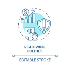 Right-wing politics soft blue concept icon. Conservative national ideology. Limited government market regulation. Round shape line illustration. Abstract idea. Graphic design. Easy to use