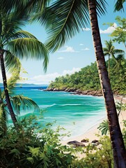 Turquoise Caribbean Shorelines: Palm Treeline Guarding Beautiful Beaches