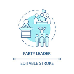 Party leader soft blue concept icon. Federal government structure. Government branch. Public sector politics. Round shape line illustration. Abstract idea. Graphic design. Easy to use