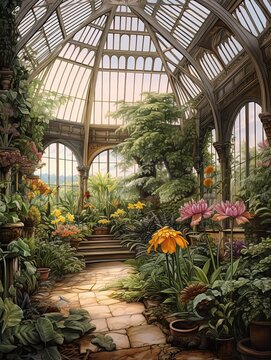 Victorian Greenhouse Botanicals: A Unique Abstract Landscape of Interpretive Plants