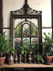 Victorian Greenhouse Botanicals: Enchanting Framed Art within an Ornate Greenhouse Structure
