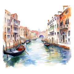 Grand Canal in Venice landscape watercolor. Vector illustration design. - obrazy, fototapety, plakaty