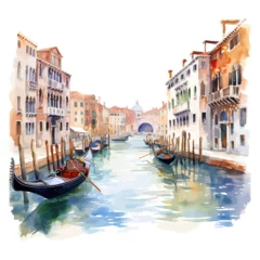 Foto op Aluminium Grand Canal in Venice landscape watercolor. Vector illustration design. © Vector design