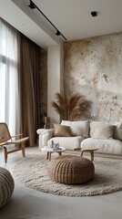 Cozy interior design in earth tones