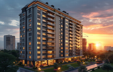 The building is residential complex with large number of apartments