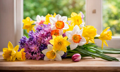 beautiful spring flowers background . Selective focus.