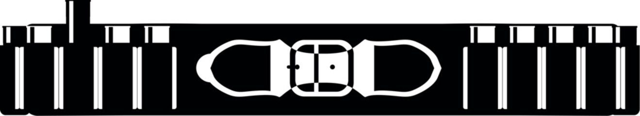 Hunting Bandolier Belt with Cartridges Isolated Icon in Flat Style. Vector Illustration.