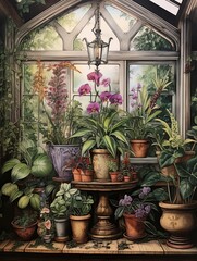 Victorian Greenhouse Botanicals: Vintage Painting with Old-World Plant Charm