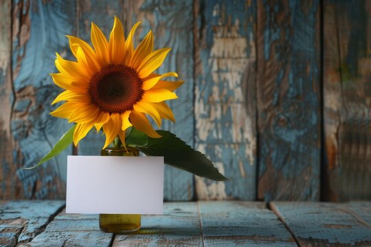 vibrant sunflower in full bloom stands tall in a rustic clay pot, its golden petals reaching towards the warm sunlight streaming through a window