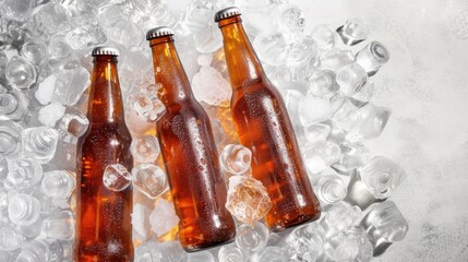 Chilled beer bottles. Generative AI