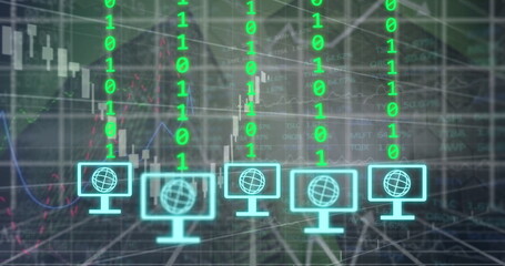 Image of connections and data processing over city