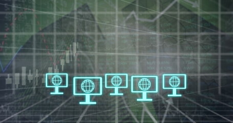 Image of connections and data processing over city