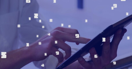 Image of digital interface with icons and data processing