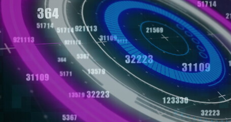 Image of scope scanning and numbers changing over grid in background