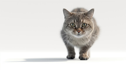 a grey cat isolated on white background
