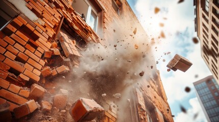 Brick building explosion