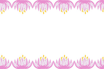 Beautiful pink Lotus Frame isolated white background. Sacred plant of India. Summer Flower with copy space. Water lily. Vector illustration can used web banner poster card. EPS 10 - obrazy, fototapety, plakaty
