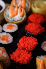 Japanese food. Assorted delicious rolls