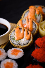 Japanese food. Assorted delicious rolls