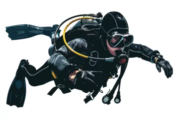 Poster scuba diving isolated vector style © Zaharia Levy