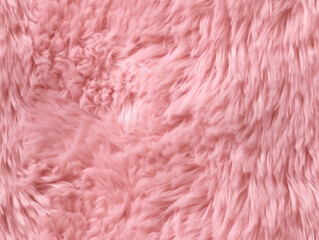 Fototapeta premium Close up of sensual pink thick animal fur background, fluffy and wooly sheepskin interior decor soft shag carpet texture feminine beauty glamour fashion concept detailed fibers wallpaper backdrop