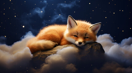 Obraz na płótnie Canvas A baby fox cub sleeps