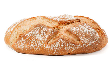 Bochenek wypieczonego chleba na białym wyizolowanym tle