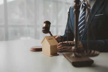 The lawyer sits in his private office, A reliable lawyer is sitting in a firm, The judge is...