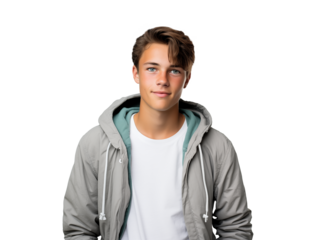 isolated portrait of a handsome teenager boy in casual attire, friendly teen
