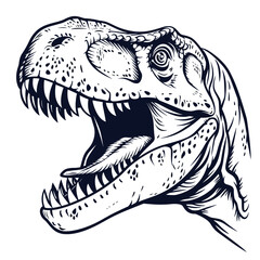 Vector illustration of outline dinosaur tyrannosaurus head