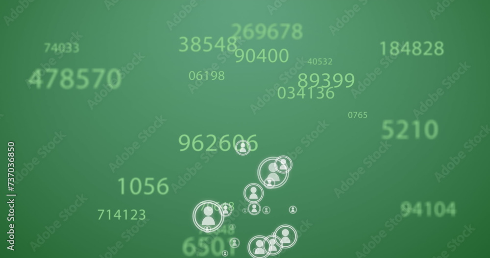 Poster image of digital interface with icons and data processing