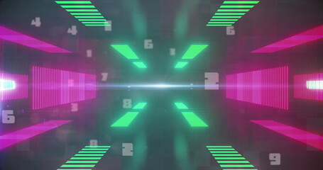 Image of digital interface with icons and data processing