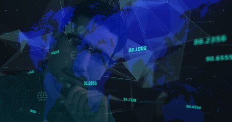 Image of digital interface with icons and data processing